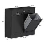 Meuble de cuisine double bac à bascule de 75 litres, anti-chien, avec tiroir caché, désodorisant, gain de place