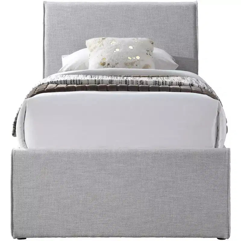 Lit gigogne double en tissu texturé lin
