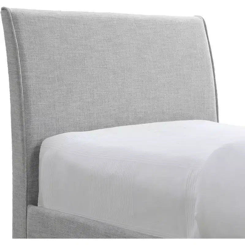 Lit gigogne double en tissu texturé lin