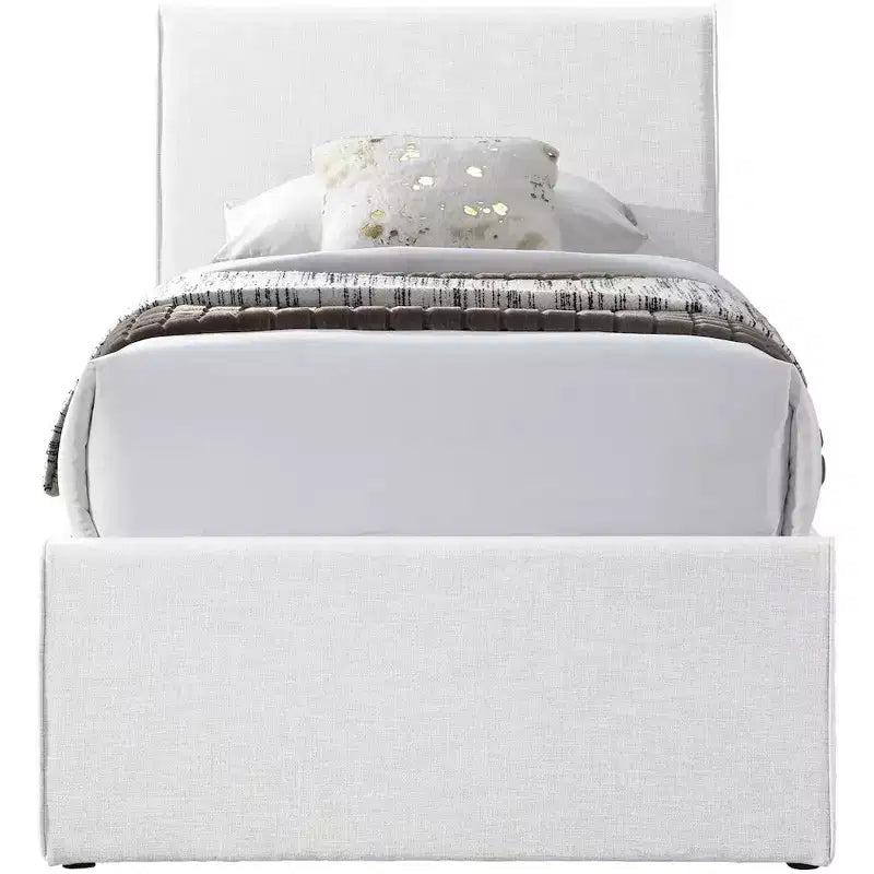 Lit gigogne double en tissu texturé lin