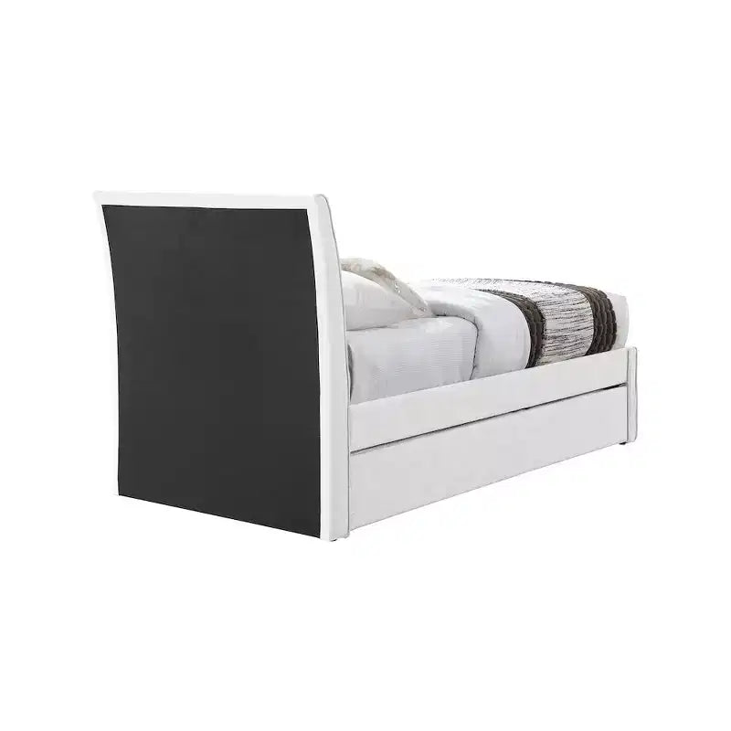 Lit gigogne double en tissu texturé lin