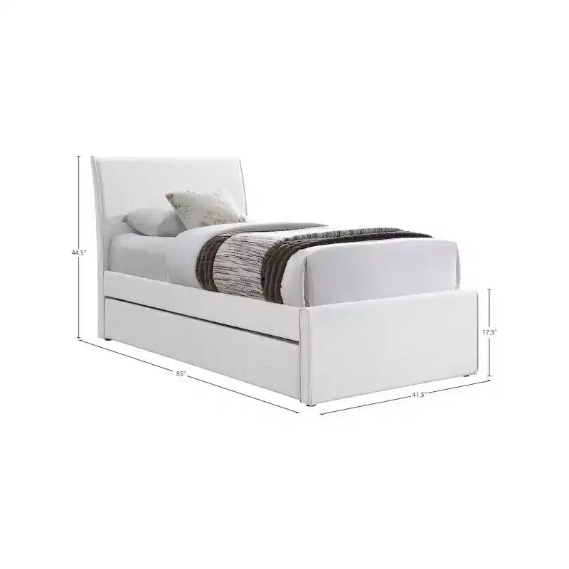 Lit gigogne double en tissu texturé lin