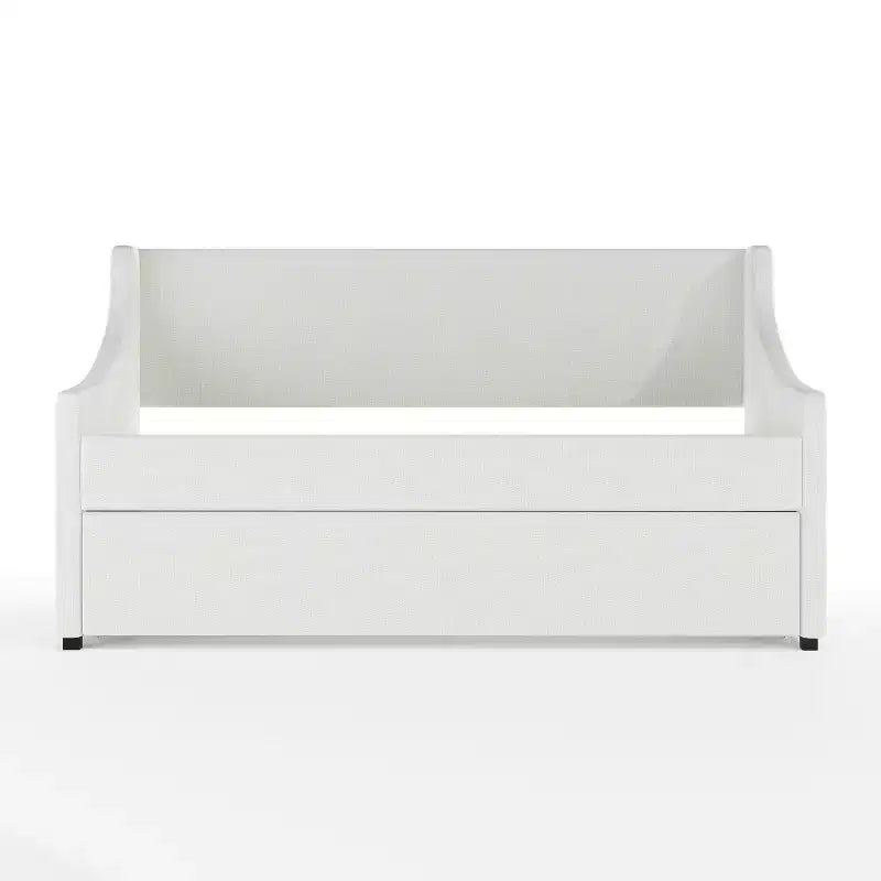 Lit de repos double avec lit gigogne double escamotable en similicuir écru