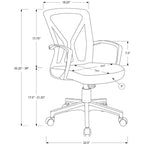 Chaise de bureau ergonomique en maille avec hauteur réglable, chaise pivotante avec accoudoirs et sièges rembourrés, chaise d'ordinateur pour bureau, salle de lecture
