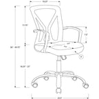Chaise de bureau ergonomique en maille avec hauteur réglable, chaise pivotante avec accoudoirs et sièges rembourrés, chaise d'ordinateur pour bureau, salle de lecture