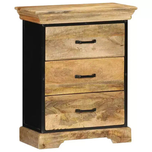 vidaXL Chest Of Drawers Natural wood with black iron accents