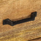Commode à 3 tiroirs, marron, en bois de manguier massif avec accents en fer noir