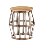 HomeRoots 18 Silver And Natural Manufactured Wood Round End Table