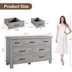 Commode 7 tiroirs avec poignées en métal – Noir, Chêne noir, Chêne naturel et Blanc