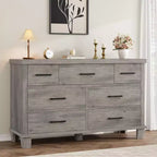 Commode 7 tiroirs avec poignées en métal – Noir, Chêne noir, Chêne naturel et Blanc