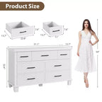 Commode 7 tiroirs avec poignées en métal – Noir, Chêne noir, Chêne naturel et Blanc