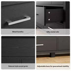 Commode 7 tiroirs avec poignées en métal – Noir, Chêne noir, Chêne naturel et Blanc