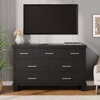 Commode 7 tiroirs avec poignées en métal – Noir, Chêne noir, Chêne naturel et Blanc
