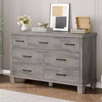 Commode 7 tiroirs avec poignées en métal – Noir, Chêne noir, Chêne naturel et Blanc