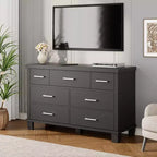 Commode 7 tiroirs avec poignées en métal – Noir, Chêne noir, Chêne naturel et Blanc