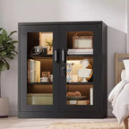 Tool Storage Cabinet Black Steel 2-Door Glass (Pre-Hole)