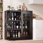 Armoire de rangement en acier, noire, 2 portes vitrées avec trous pré-percés