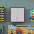 Armoire de rangement à outils murale en métal avec serrure et 1 étagère