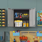 Armoire de rangement à outils murale en métal avec serrure et 1 étagère