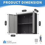 Armoire de rangement à outils murale en métal avec serrure et 1 étagère