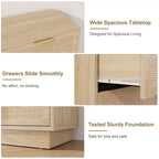 Commode en rotin à 6 tiroirs pour chambre à coucher, commode en bois avec poignée en métal, organisateur polyvalent moderne pour chambre à coucher, entrée, couloir