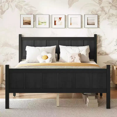 FAMYYT Full Size Flat Panel Bed With Headboard & Footboard, Easy Assembly