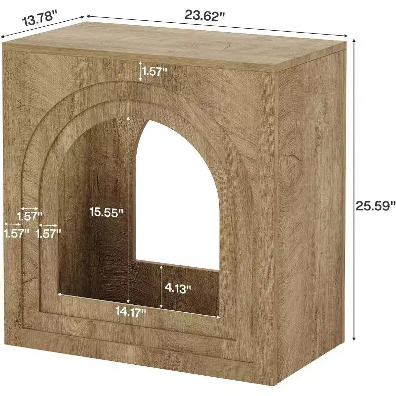 Table d'appoint carrée, table d'appoint de ferme à 2 niveaux avec étagère ouverte arquée pour petits espaces, salon