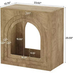 Table d'appoint carrée, table d'appoint de ferme à 2 niveaux avec étagère ouverte arquée pour petits espaces, salon