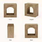 Table d'appoint carrée, table d'appoint de ferme à 2 niveaux avec étagère ouverte arquée pour petits espaces, salon