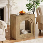 Table d'appoint carrée, table d'appoint de ferme à 2 niveaux avec étagère ouverte arquée pour petits espaces, salon