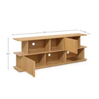 Meuble TV compact à 2 niveaux, console de rangement mixte avec armoires et étagères ouvertes Marron
