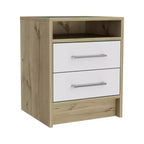 HomeRoots 20 White Wood Two Drawer Nightstand
