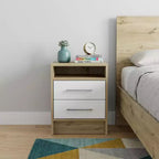 Table de chevet blanche en bois à deux tiroirs (lot de 20)