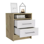 Table de chevet blanche en bois à deux tiroirs (lot de 20)