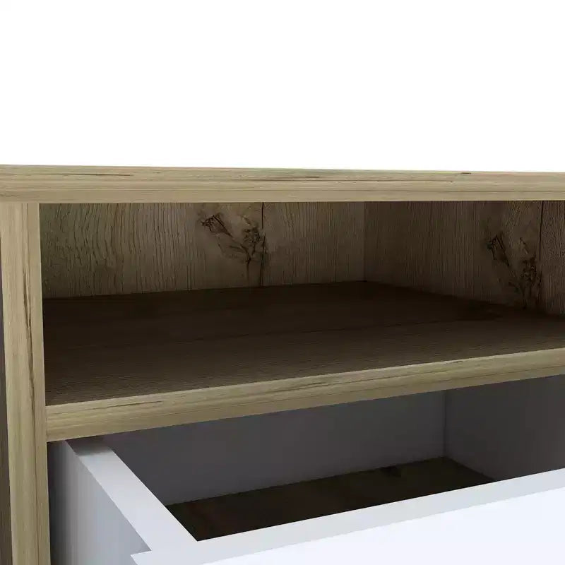 Table de chevet blanche en bois à deux tiroirs (lot de 20)
