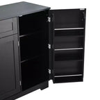 Meuble buffet avec 4 portes, rangement de cuisine avec tiroir, étagères réglables et crochets latéraux pour salle à manger