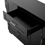 Meuble buffet avec 4 portes, rangement de cuisine avec tiroir, étagères réglables et crochets latéraux pour salle à manger