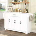 Meuble buffet avec 4 portes, rangement de cuisine avec tiroir, étagères réglables et crochets latéraux pour salle à manger