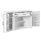 Meuble buffet avec 4 portes, rangement de cuisine avec tiroir, étagères réglables et crochets latéraux pour salle à manger