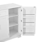 Meuble buffet avec 4 portes, rangement de cuisine avec tiroir, étagères réglables et crochets latéraux pour salle à manger