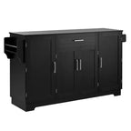 Meuble buffet avec 4 portes, rangement de cuisine avec tiroir, étagères réglables et crochets latéraux pour salle à manger