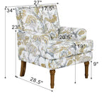 Fauteuil d'appoint contemporain en bois tapissé fleuri avec garniture cloutée