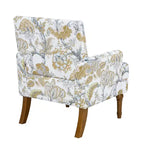 Fauteuil d'appoint contemporain en bois tapissé fleuri avec garniture cloutée