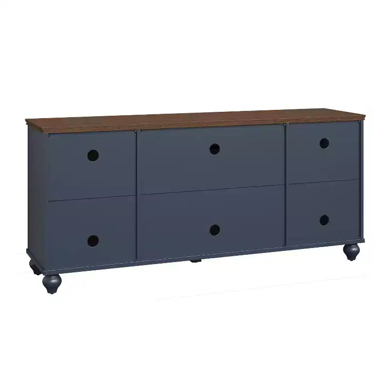 Meuble TV de style vintage de 152 cm pour téléviseurs jusqu'à 70" - Bleu marine