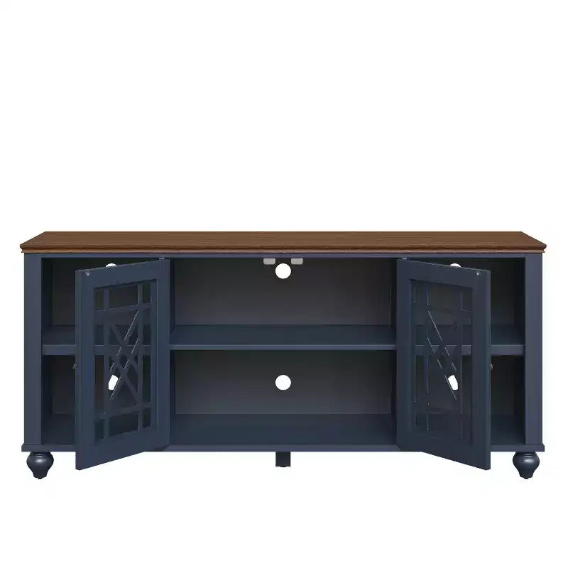 Meuble TV de style vintage de 152 cm pour téléviseurs jusqu'à 70" - Bleu marine