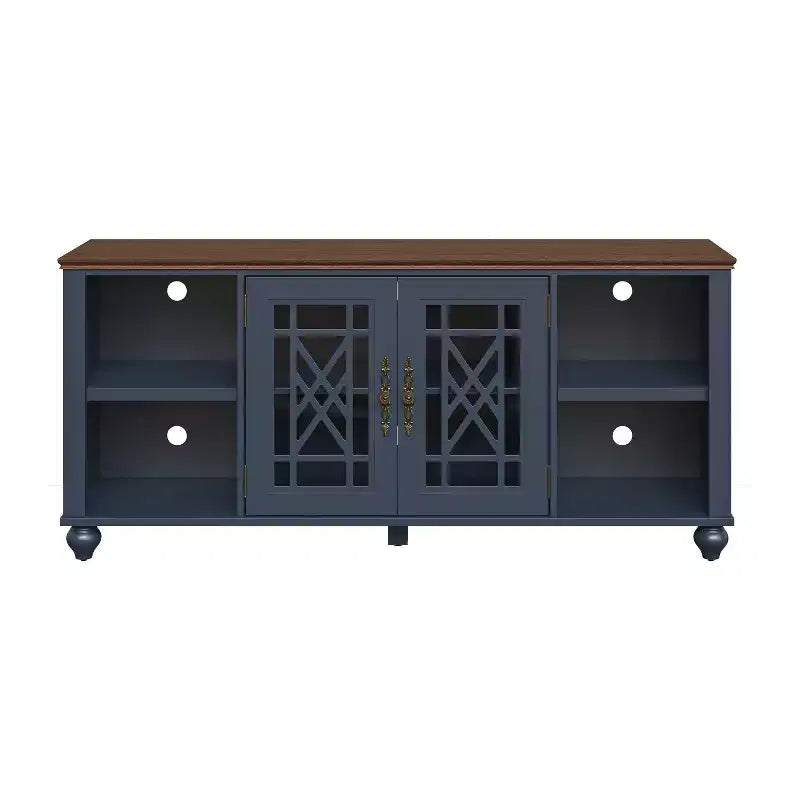 Meuble TV de style vintage de 152 cm pour téléviseurs jusqu'à 70" - Bleu marine
