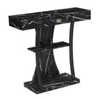 Breighton Home Newport 1 Drawer Harri Console Table with Shelves in Black Faux Marble