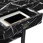 Console Harri à 1 tiroir avec étagères, imitation marbre noir