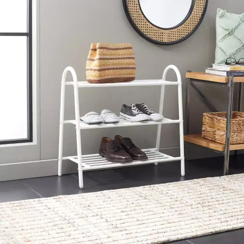 Étagère à chaussures en treillis métallique à 3 niveaux - Blanche