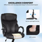Chaise de bureau pour personnes fortes et de grande taille Chaise de bureau à dossier haut Soutien lombaire Accoudoirs réglables